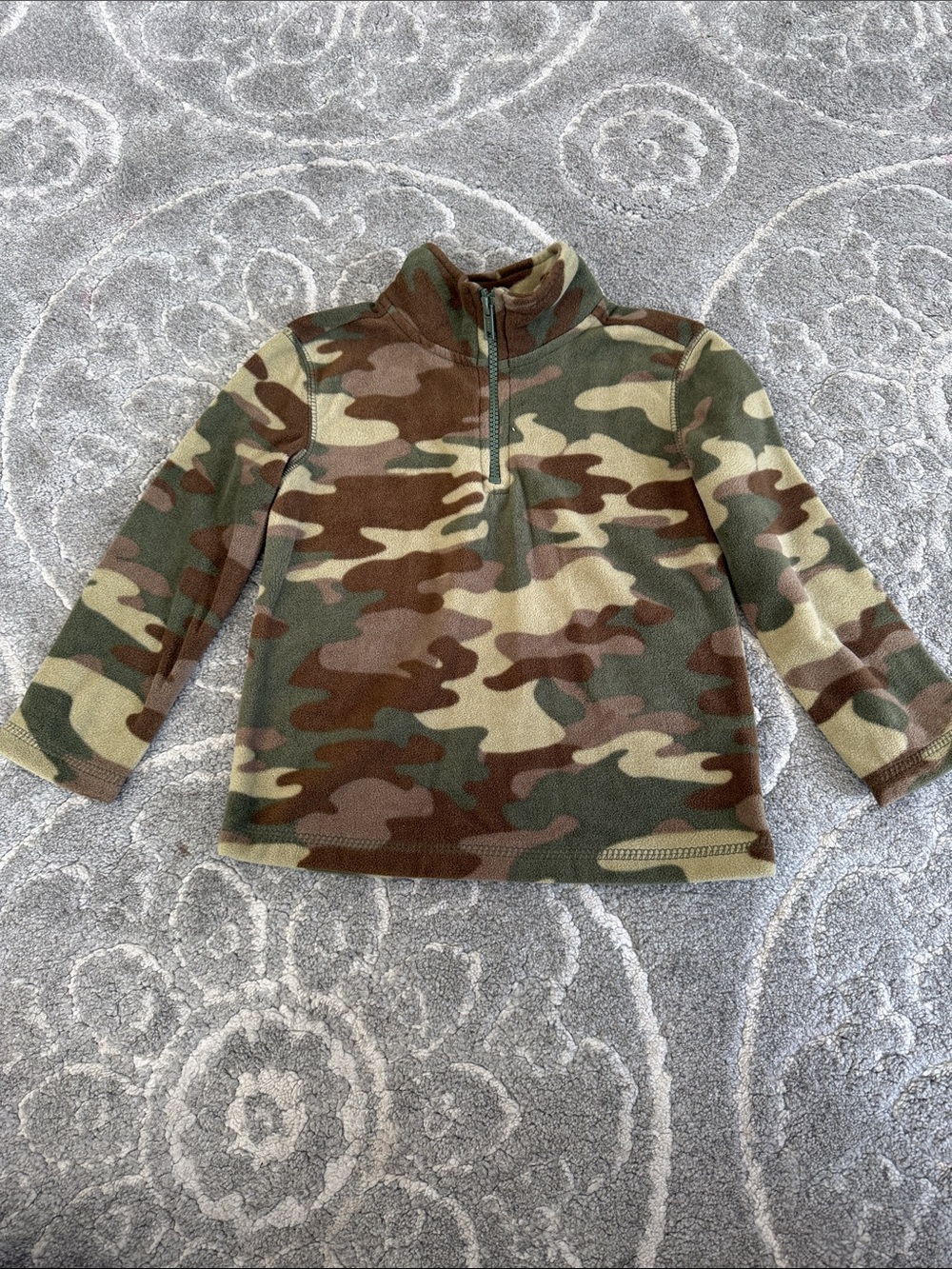 Koala Kids Camo Quarter-Zip Fleece Pullover - Green/Brown/Tan